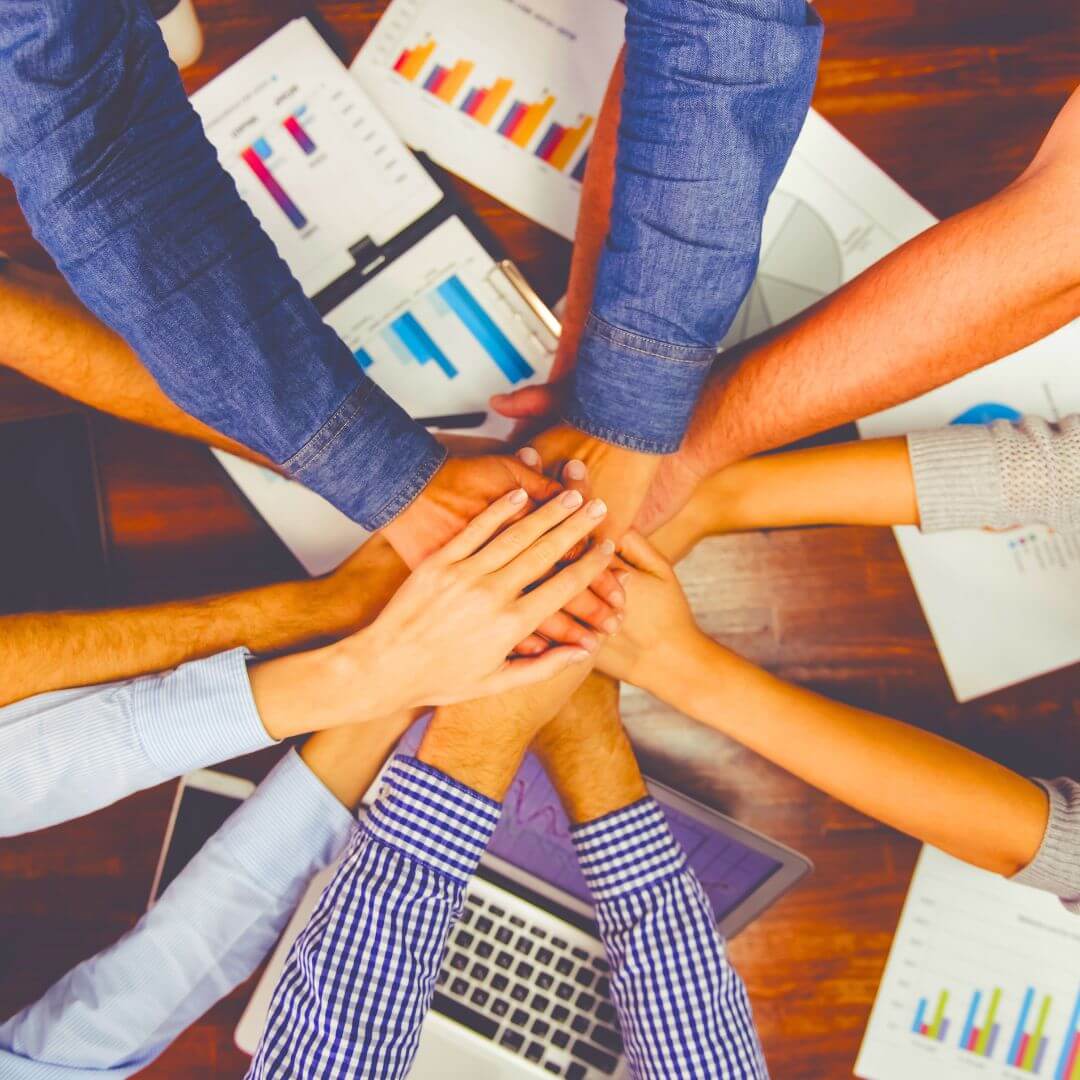 people hands are coming together