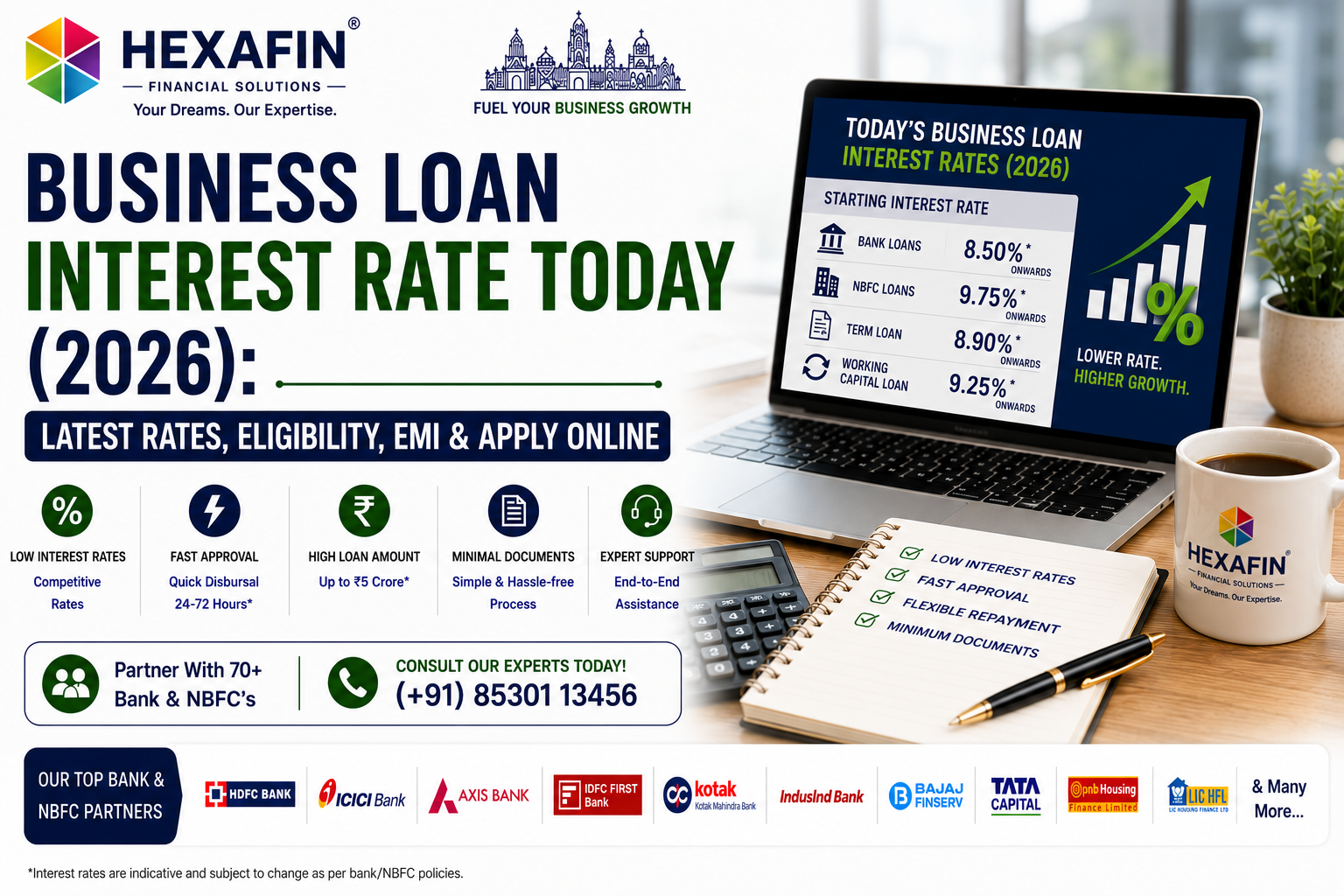 Business Loan Interest Rate Today (2026): Latest Rates, Eligibility, EMI & Apply Online 1 Latest business loan interest rates in India with eligibility, EMI, and online application guide