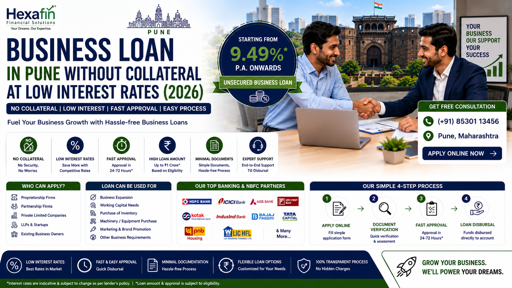 Business Loan in Pune Without Collateral at Low Interest Rates (2026)