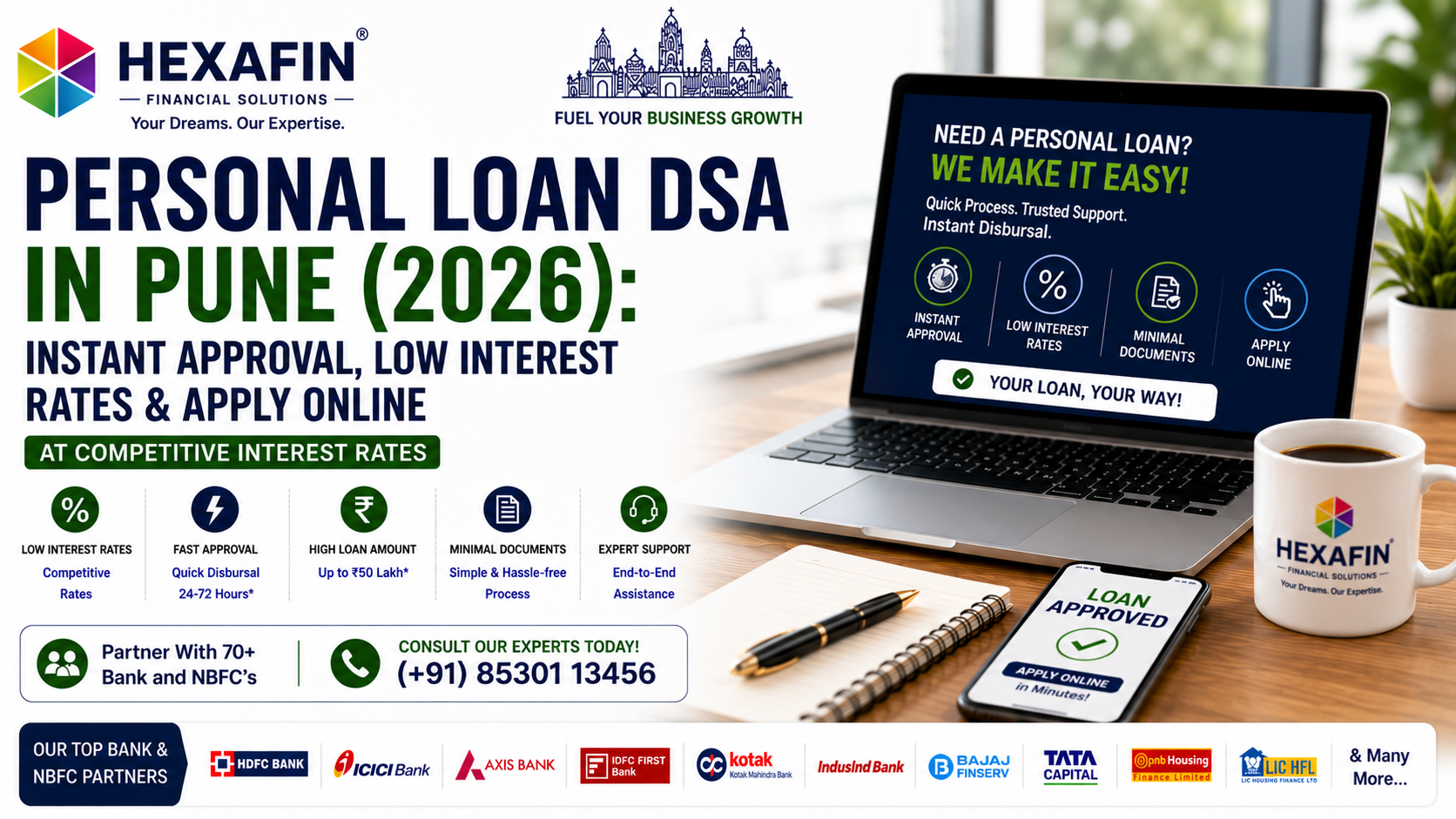 Personal Loan DSA in Pune offering instant approval, low interest rates, EMI assistance, and online personal loan guidance