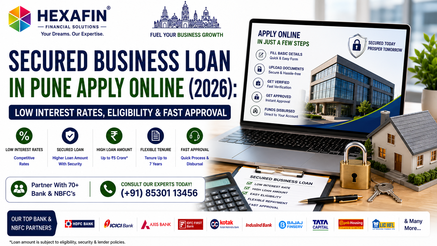 Apply online for a secured business loan in Pune with low interest rates, collateral-based financing, eligibility details, and fast approval