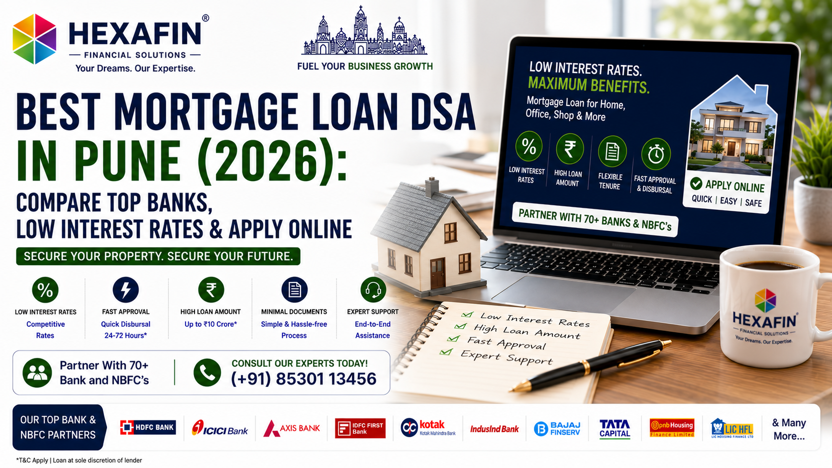 Best Mortgage Loan DSA in Pune helping compare top banks and NBFCs for mortgage loans through Hexafin Loan Consultancy