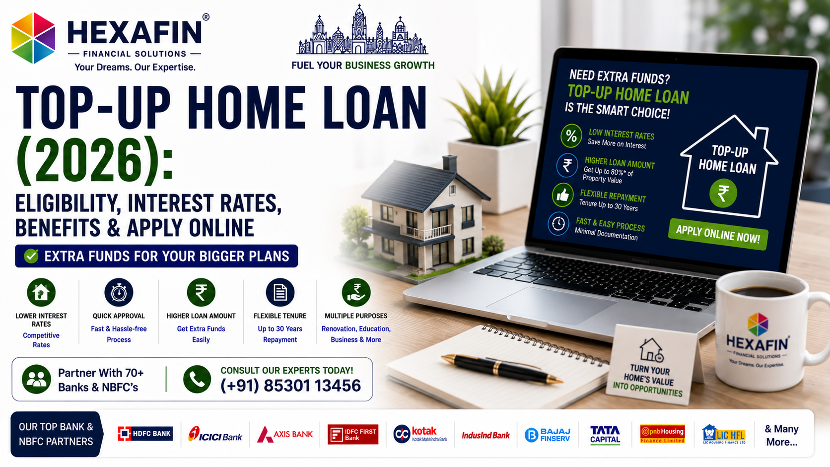 Top-Up Home Loan with low interest rates, flexible repayment options, and expert loan assistance from Hexafin Loan Consultancy